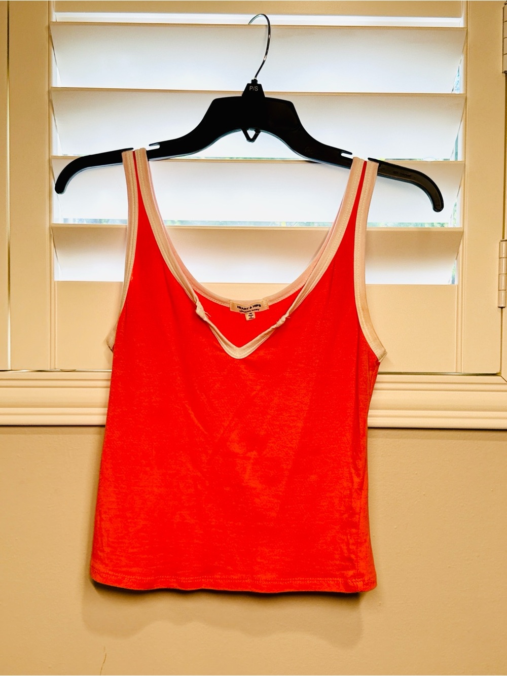 Bright Orange Scoop Neck Tank with White Trim